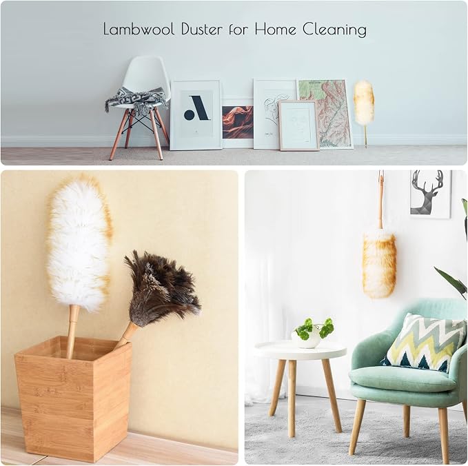 Lambswool Duster 14'' Length Solid Wooden Handle Leather Hang Strap - Image 5
