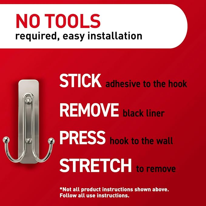 Command Large Matte Black Double Hooks, 2 Hooks and 2 Strips, Damage Free - Image 9