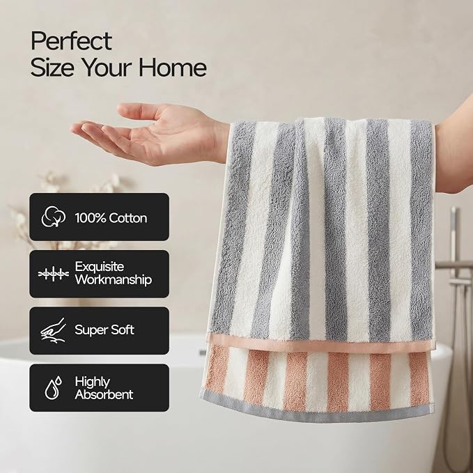 REDKISS Striped Hand Towels for Bathroom, Kitchen Decor, Guest Use, Ultra Soft - Image 5