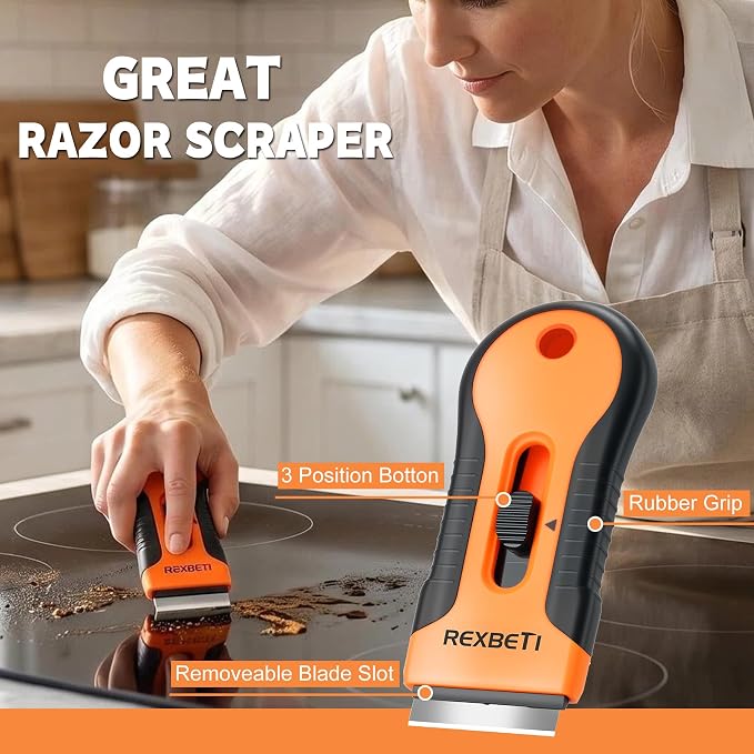 REXBETI Razor Blade Scraper Tool, 2 Pack Windows, Glass Stovetop Scraper | 2 - Image 2