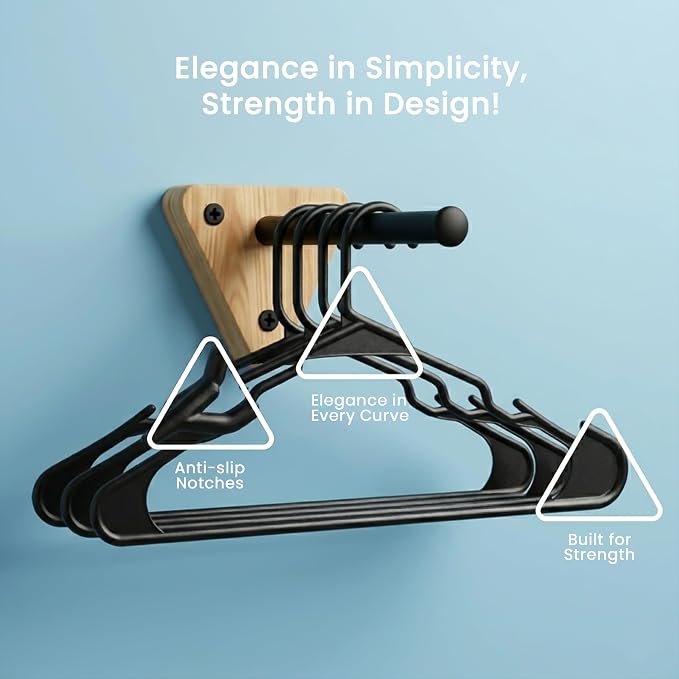 Utopia Home Plastic Hangers 20 Pack – Space Saving Clothes Hanger Black | - Image 6