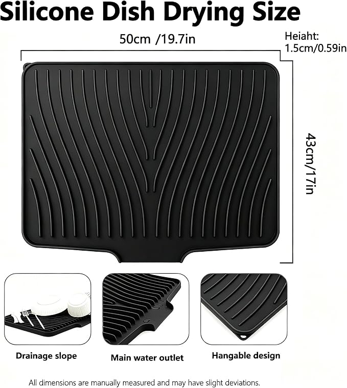 Silicone Dish Drying Mat, 19.7"*17" Dish Drying Pad, Kitchen Accessories - Image 2