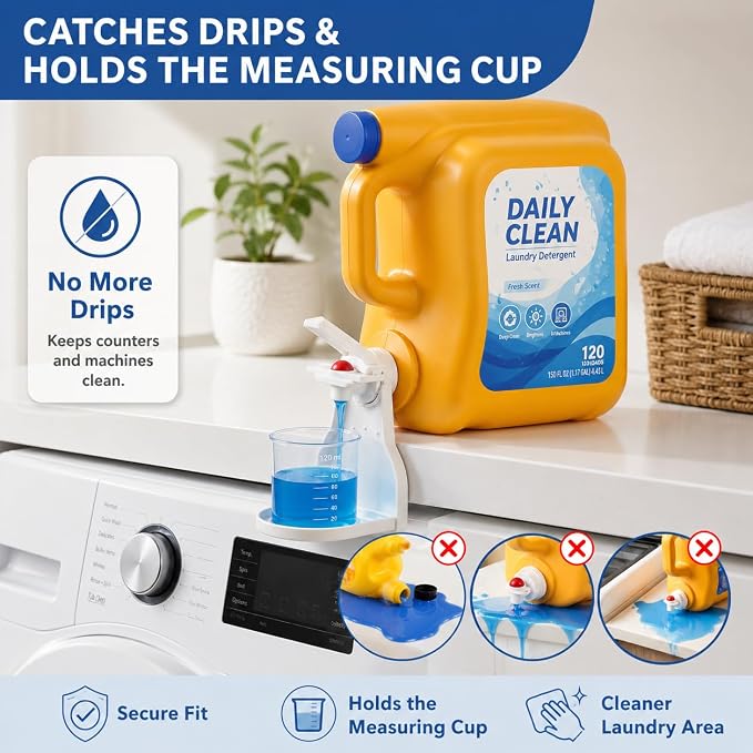 2 Pack Laundry Detergent Dispenser Cup Holder, No-Drip Laundry Detergent Cup - Image 3