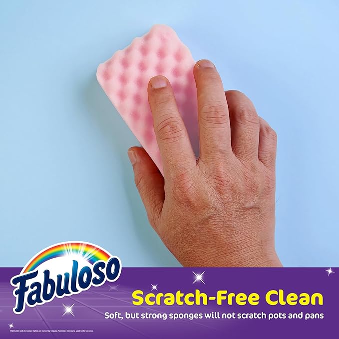 Fabuloso Scratch-Free Kitchen Dish Sponges Rainbow Cellulose Scrubber Sponge - Image 4