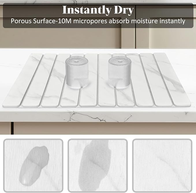 Large Stone Dish Drying Mat for Kitchen Counter, Non - Image 2