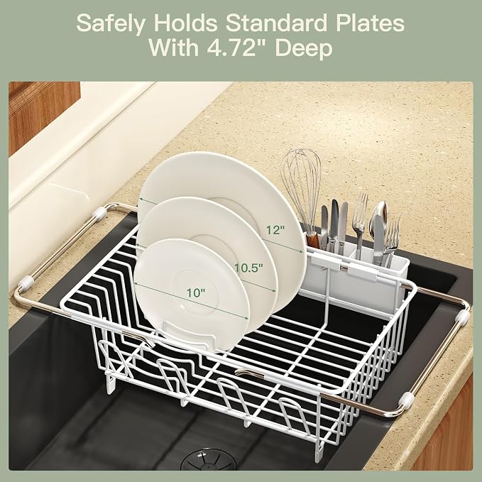 White Dish Drying Rack Over Sink - Image 8