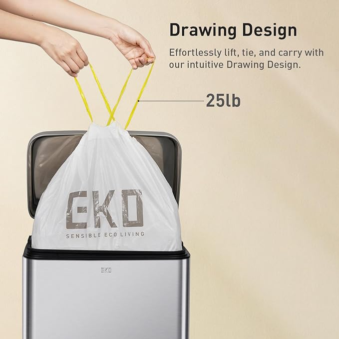 EKO 8 Gallon / 30.3 Liter, Extra-Strong Unscented Garbage Bags, Easy-Dispense - Image 4