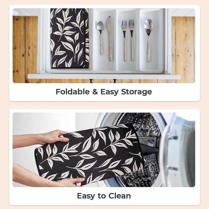 FRESHMINT Dish Drying Mats 2 Pack, Verdant Leaves | Quick Dry, Ultra Absorbent - Image 5