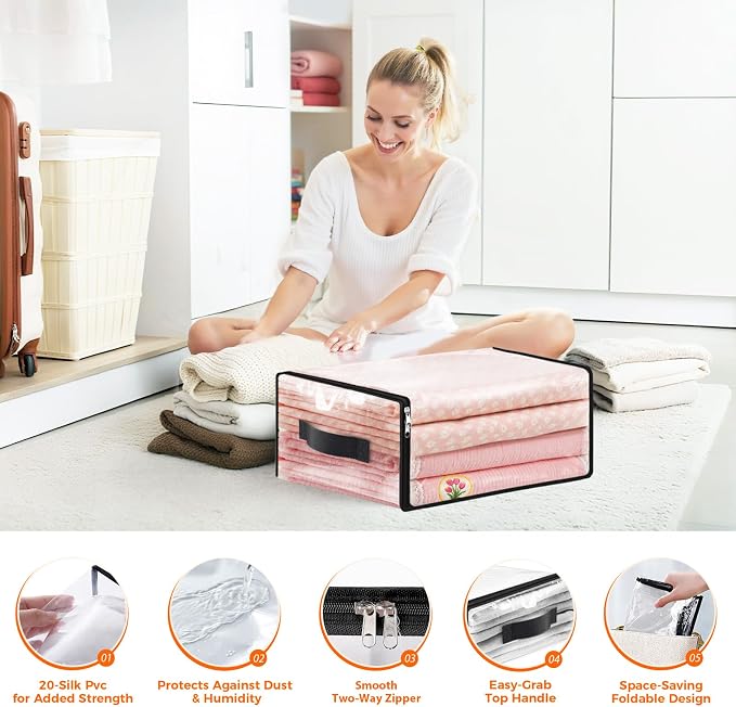 SpaceWhisper Clear Sheet Storage Bags, 8 Pack, 17.7 x 15.7 x 7.9 in | Sheet - Image 3