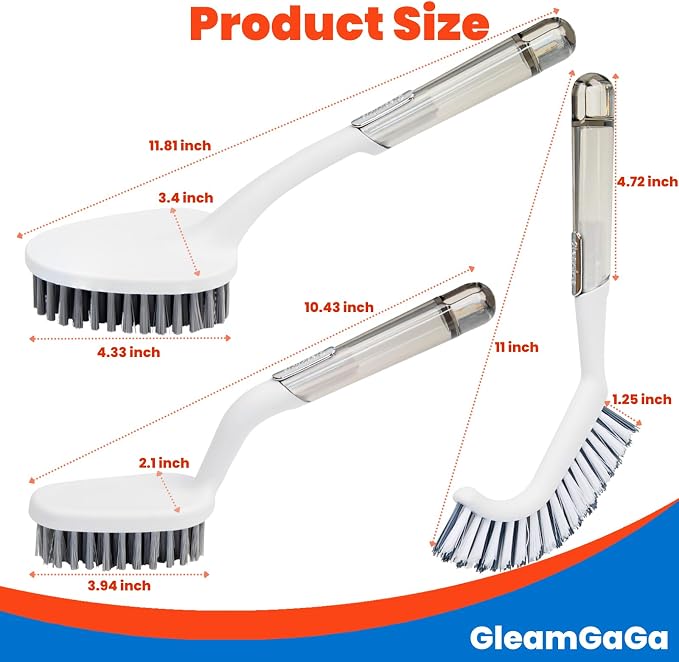 3 Pack Shower Brush for Cleaning, Heavy-Duty Scrub Brush Set for Bathroom | 3 - Image 2
