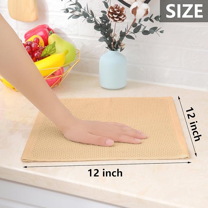 Homaxy 100% Cotton Waffle Weave Kitchen Dish Cloths 24-Pack, Apricot | 12 x 12 - Image 5