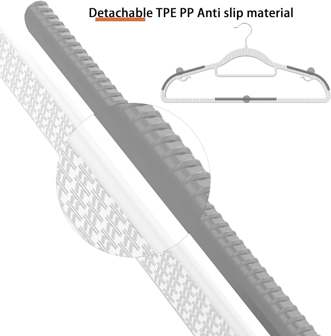60 Pack Heavy Duty Plastic Hangers, Non Slip Clothes Hangers - Image 5