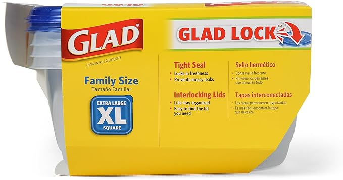 Glad GladWare XL Square Food Storage Containers, 104 Oz, dishwasher-safe - Image 5