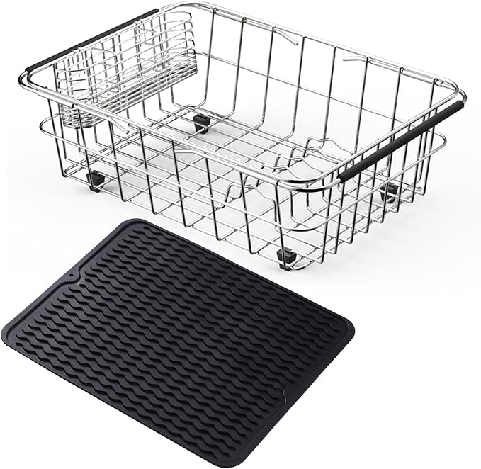 NiuYichee Stainless Steel Dish Drying Rack, Expandable Fruit & Vegetable Drain by NiuYichee