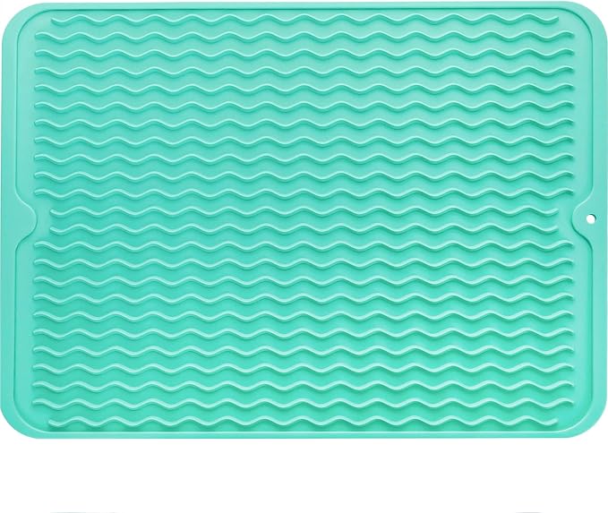 MicoYang Silicone Dish Drying Mat — Quick-Dry Ridges Counter & Sink Pad by MicoYang
