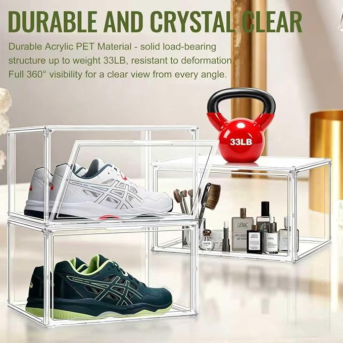 12 Pack Clear Acrylic Shoe Box, Stackable Organizer - Image 5