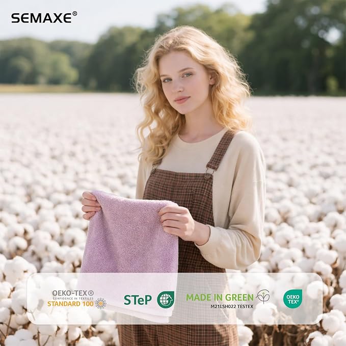 SEMAXE 12-Pack Purple Cotton Hand Towels - Image 4