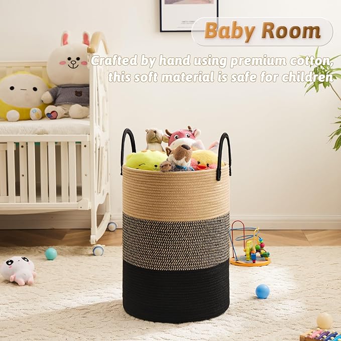 Artfeel Laundry Basket, Woven Cotton Rope Laundry Hamper, 100L - Image 3