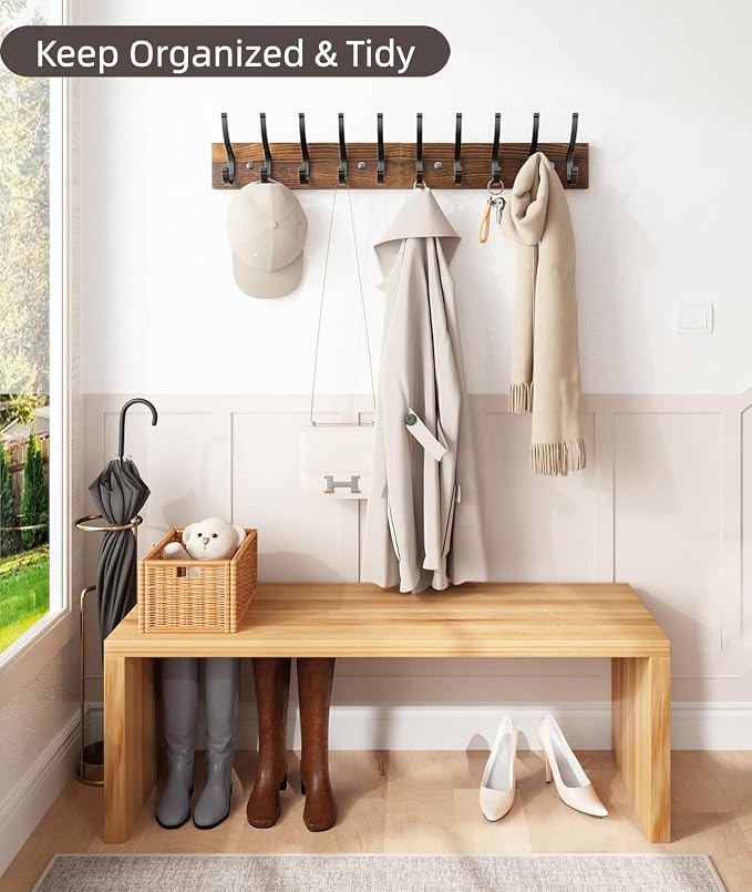 Optish 2 Pack Wooden Coat Rack Wall Mount, 16.1" Rustic Coat Hanger Hooks - Image 5