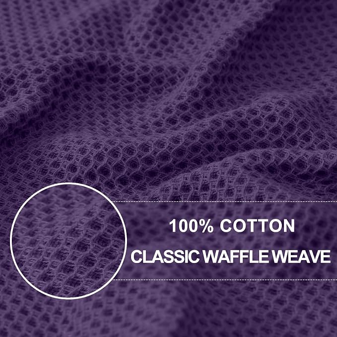 Homaxy 100% Cotton Waffle Weave Kitchen Dish Cloths 12-Pack, Eggplant | 12 x 12 - Image 2