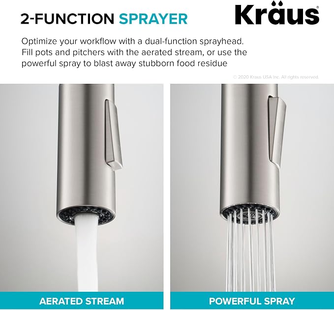 KRAUS Champagne Bronze Pull Down Kitchen Faucet KPF-2820SFACB | 360-degree - Image 7