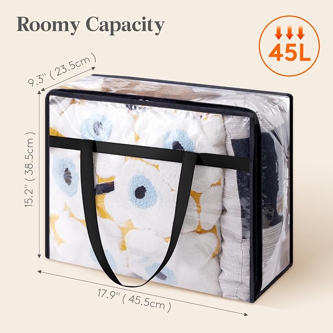 Lifewit 16 Pack Clear Clothes Storage Bags, 45L Plastic Blanket Storage Bag - Image 2