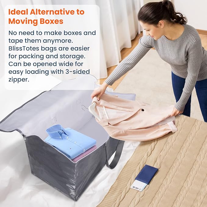 BlissTotes Large Moving Bags, Storage Bags, 93L-2 Pack | Moving Bags - Image 4