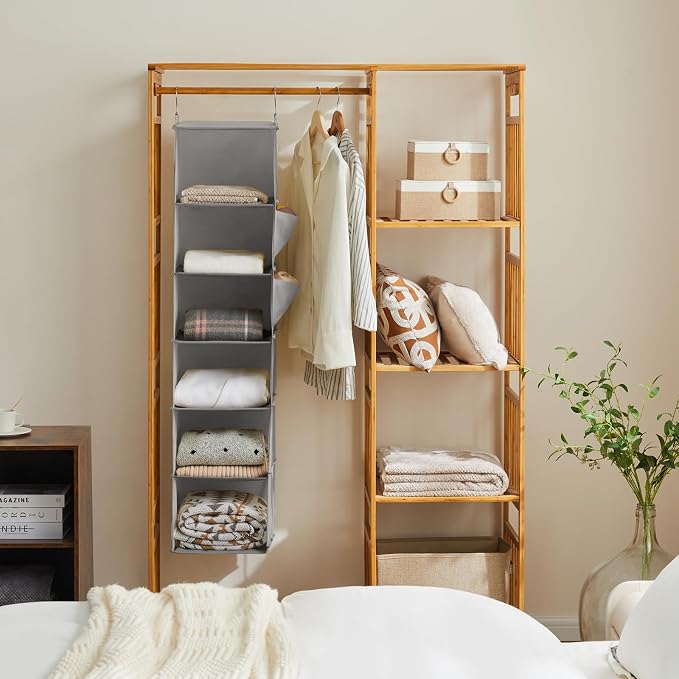 Hanging Closet Organizer and Storage, 2 Packs, Light Grey | Breathable Fabric - Image 4