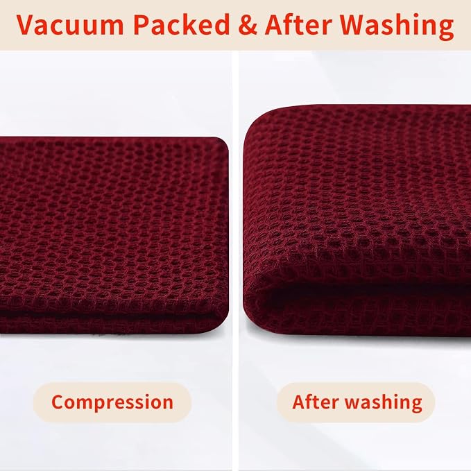 Homaxy 100% Cotton Waffle Weave Kitchen Dish Towels 24-Pack, Burgundy | 13 x 28 - Image 8