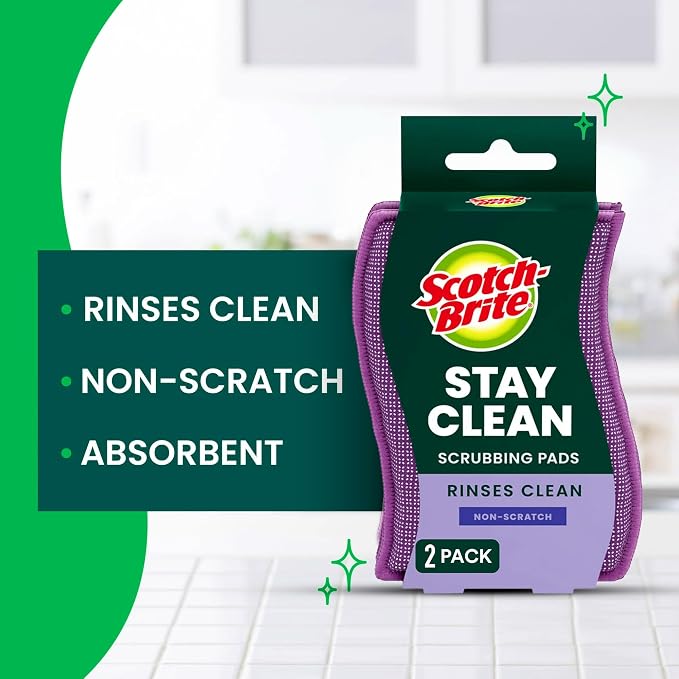 Scotch-Brite Clean & Rinse Non-Scratch Scrub Sponges – Dual-Sided Scrubber - Image 2