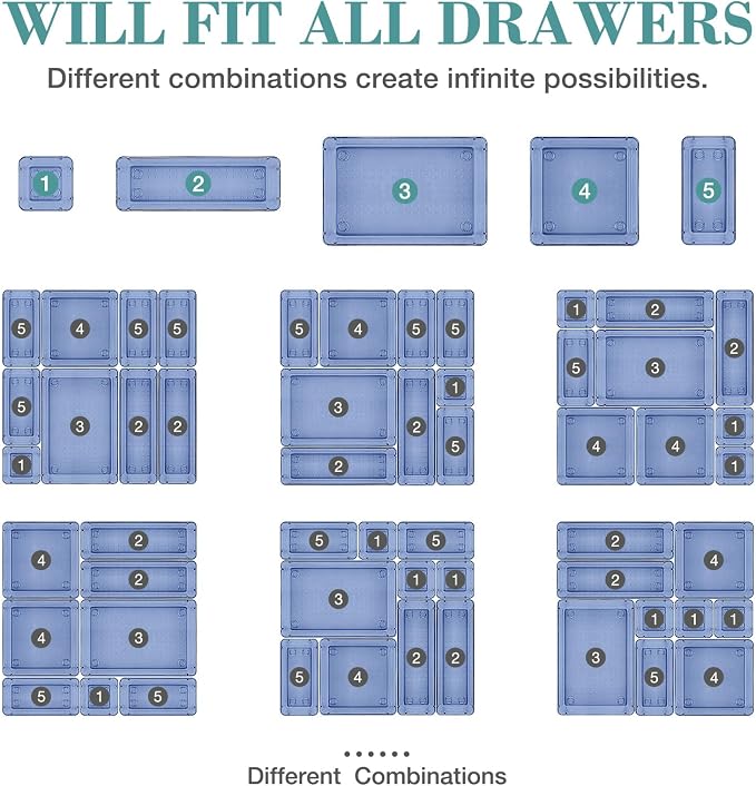 23 PCS Drawer Organizer Set, 5 Size Bathroom and kitchen organizer Trays | - Image 4
