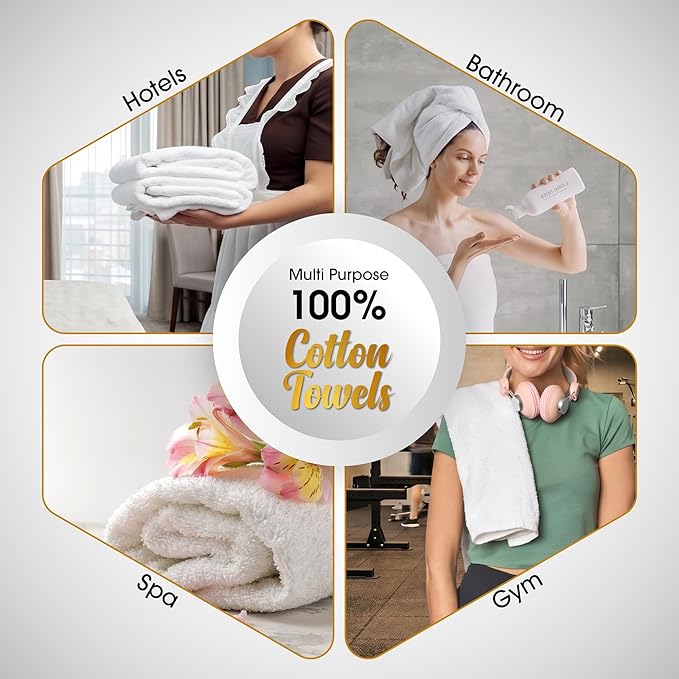 100% Cotton Hand Towels 18x28 Inches, 600 GSM, Soft & Absorbent - Image 6