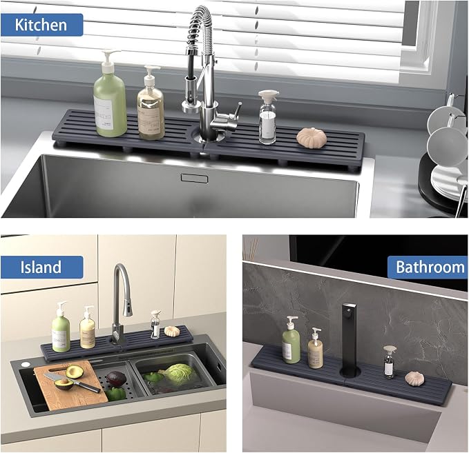 Fast Drying Kitchen Sink Splash Guard, Durable Stone Kitchen Faucet Mat - Image 6
