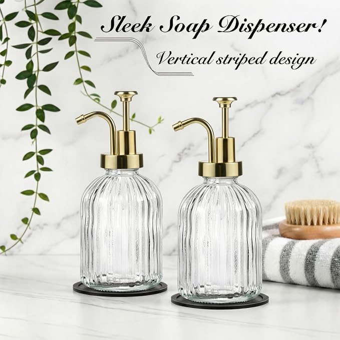 SheeChung 12oz Clear Glass Liquid Soap Dispenser, 1 Pack | Elegant Hand Soap - Image 5