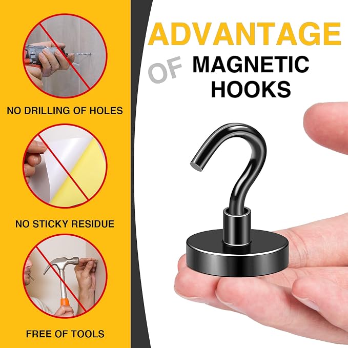 DIYMAG Magnetic Hooks, 120lbs Heavy Duty Magnets - Image 5