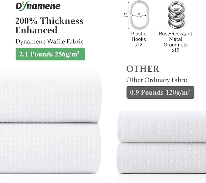Dynamene Stall Waffle Shower Curtain 256 GSM Heavy Fabric 48x72 White - Image 5
