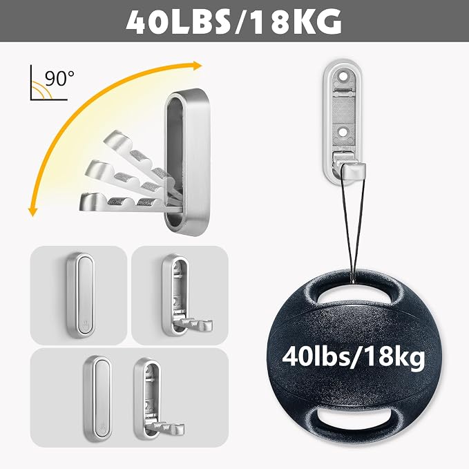 Folding Wall Hooks, 2 Pack, Zinc Alloy, Heavy Duty Coat Hooks | 90° Foldable - Image 5