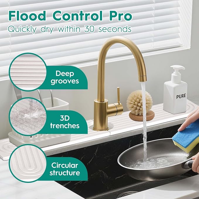 16 Inch Stone Faucet Mat for Kitchen Sink, Kitchen Water Splash Guard, - Image 4