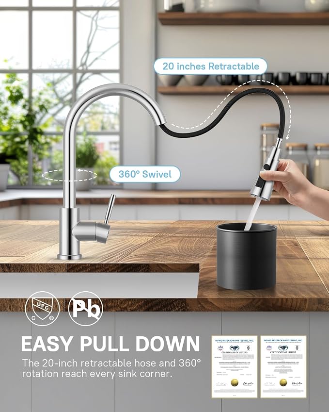 WEWE Pull-Down Kitchen Faucet - Image 9
