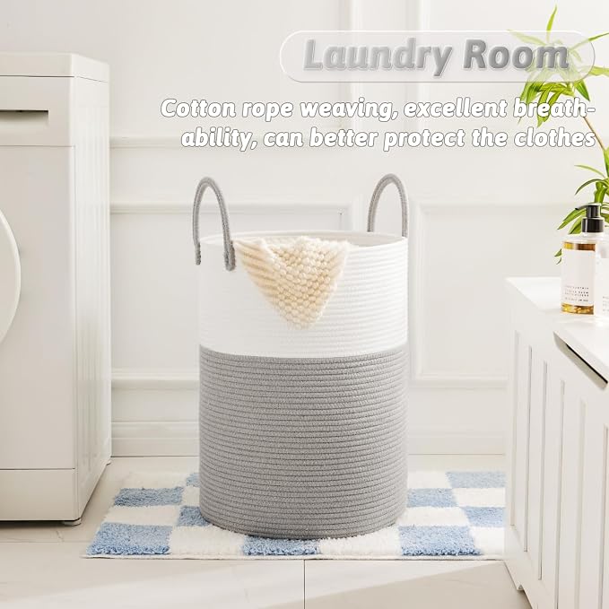 Artfeel Laundry Basket, Woven Cotton Rope Laundry Hamper, 100L - Image 2