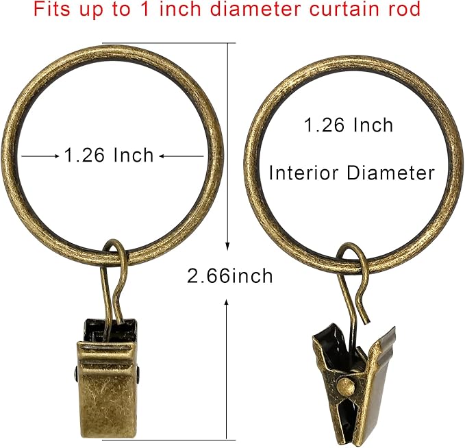 40 Pack Curtain Rings with Clips, Drapery Clips with Rings, Drapes Rings 1.26 - Image 2