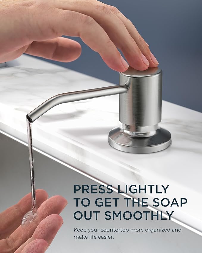 FORIOUS Kitchen Faucet with Soap Dispenser, Single Handle, Brushed Nickel | - Image 4