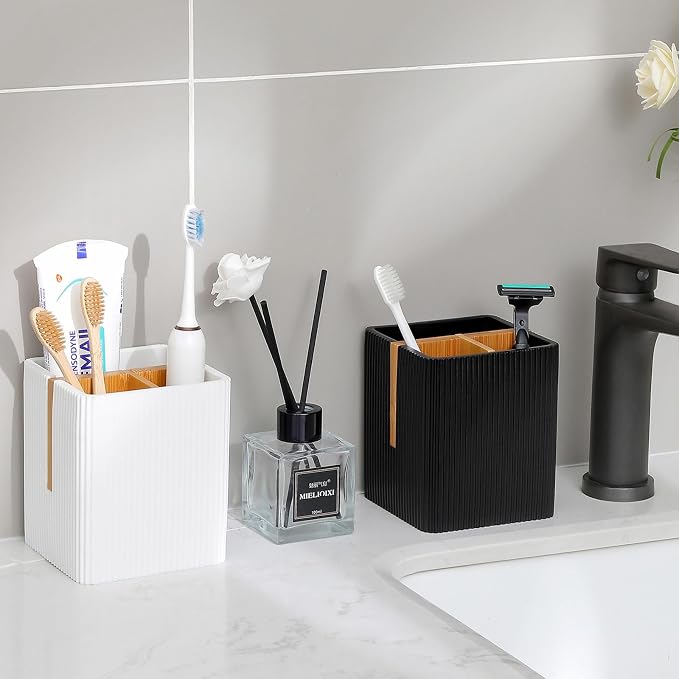 Toothbrush Holders for Bathroom, 3 Slots Toothbrush Organizer Stand, Toiletries - Image 4