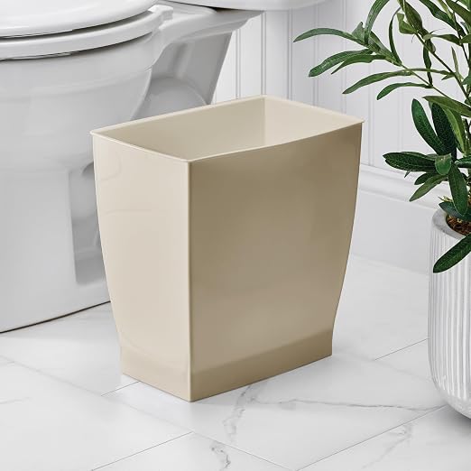 iDesign Small Plastic Bathroom Trash Can, Slim Rectangle - Image 3