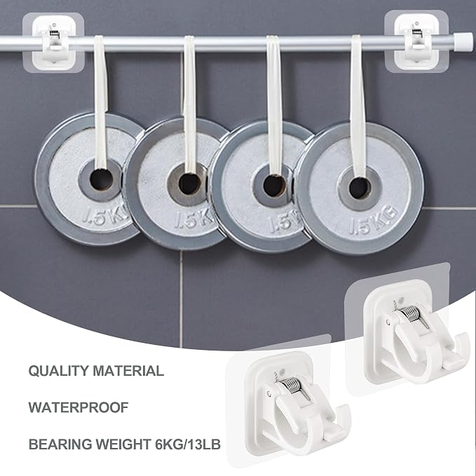 Self Adhesive No Drill Adjustable Curtain Rod Holder Hooks Brackets | Nail Free - Image 5