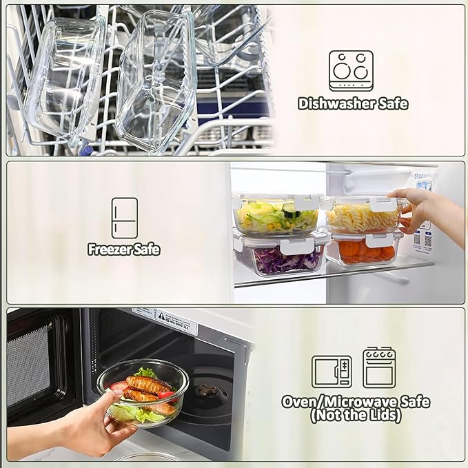 M MCIRCO 10 Pack, 22 oz Glass Food Storage Containers - Image 4