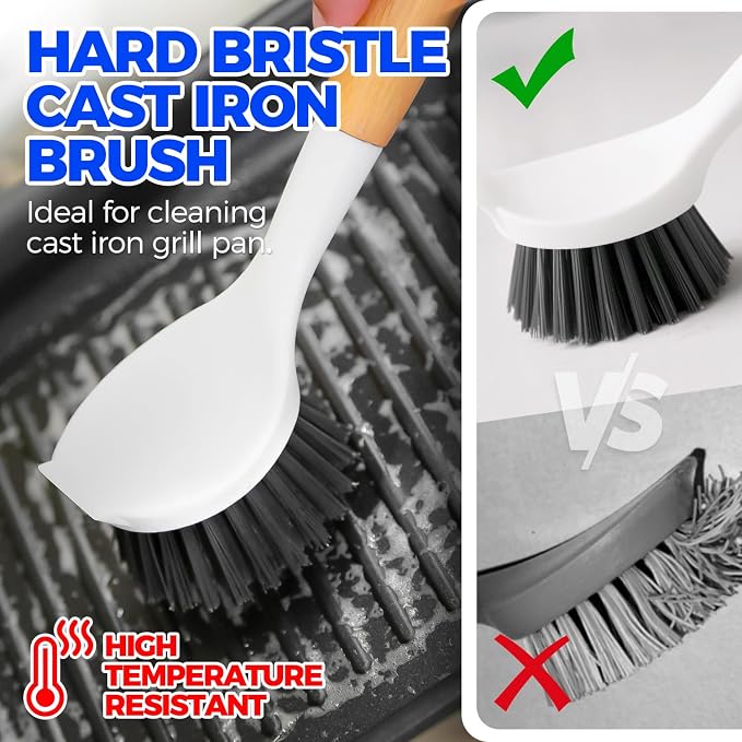 Holikme 6 Pack Dish Brush with Bottle Brush Scrub Brush Straw, Palm Scrub Brush - Image 2