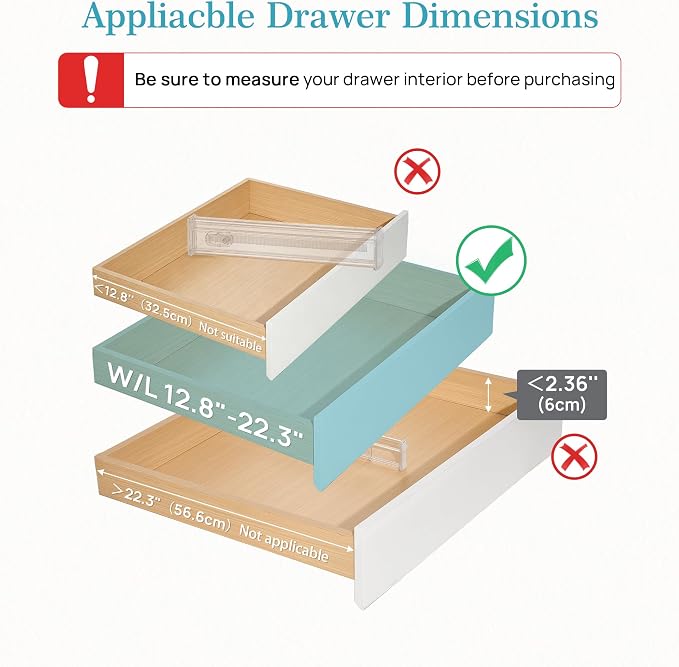 Vtopmart 2.36" Short Upgrade Drawer Dividers 12.8"-22.3" Expandable 8 Pack | - Image 3