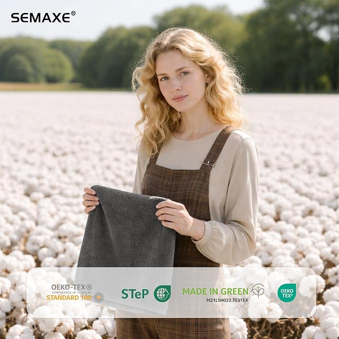 SEMAXE 4-Pack Gray Cotton Hand Towels - Image 4