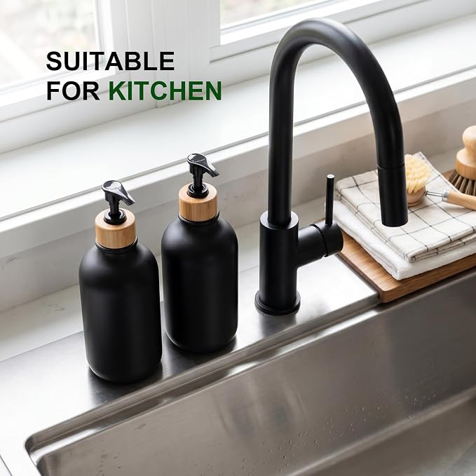 KASUNTING Black Soap Dispenser, 4 Pack Hand Soap Dispenser Bathroom - Image 7